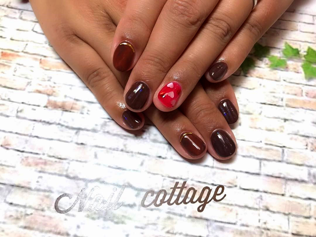 バレンタイン風ネイル🍫 | Nail cocottage